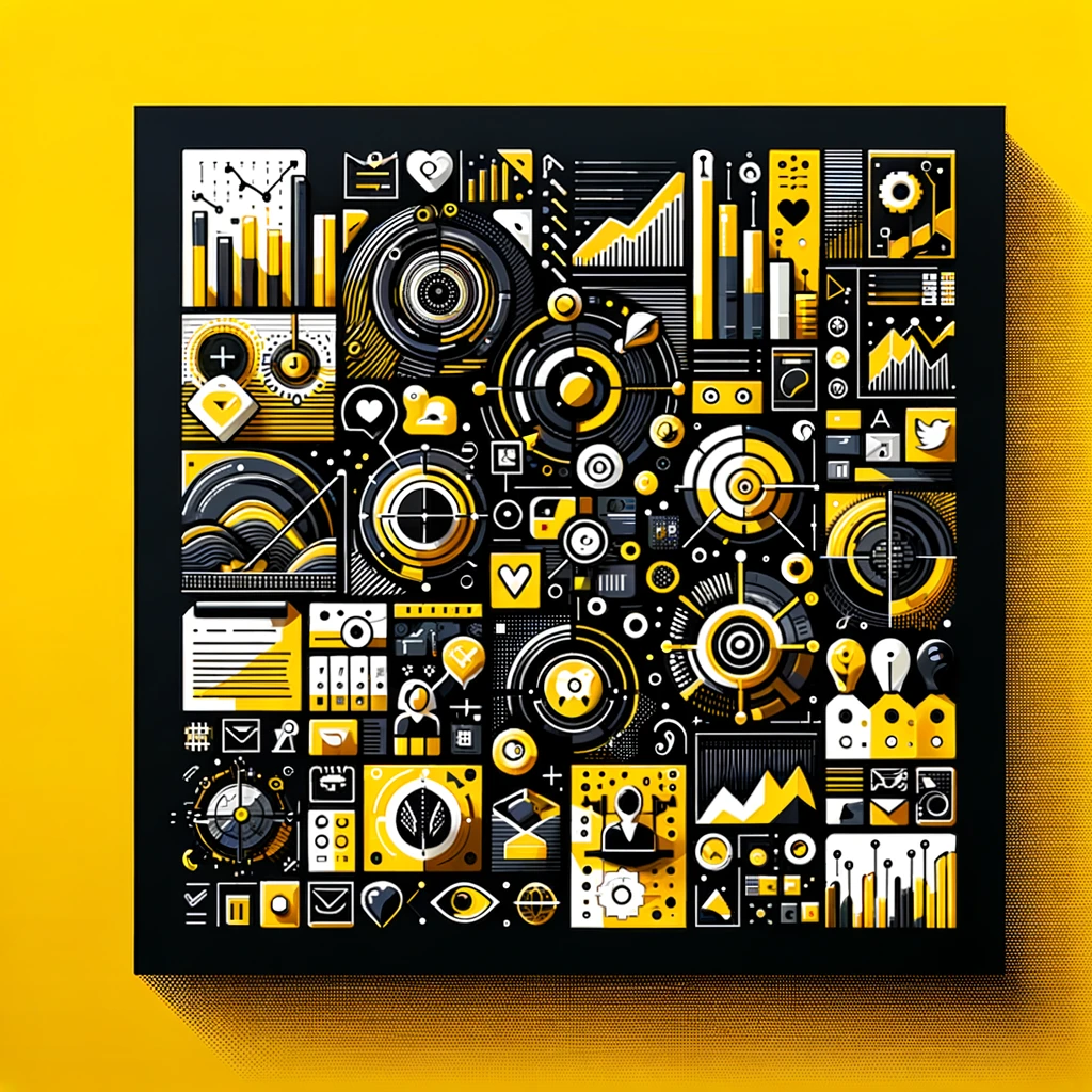  Create a modern illustration with a yellow and black color theme on a pure white background, depicting the concept of 'Starting a Podcast'. The illust
