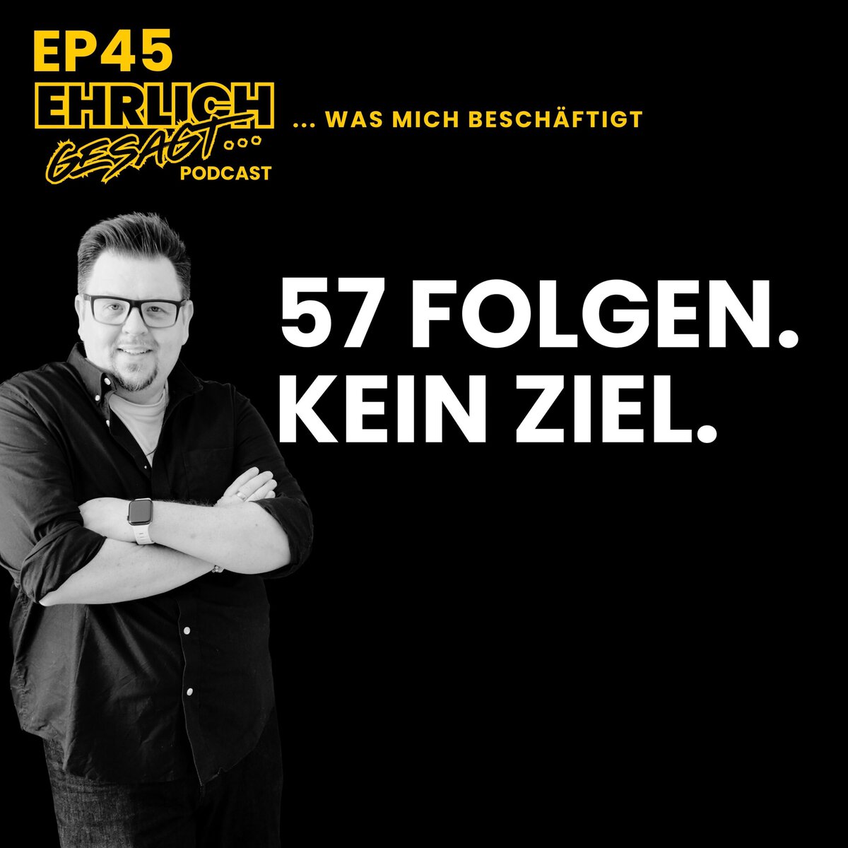 Ehrlich Gesagt Podcast Episodencover Podcast-Logo für TheAngryTeddy mit schwarzem Hintergrund und gelber Schrift.
